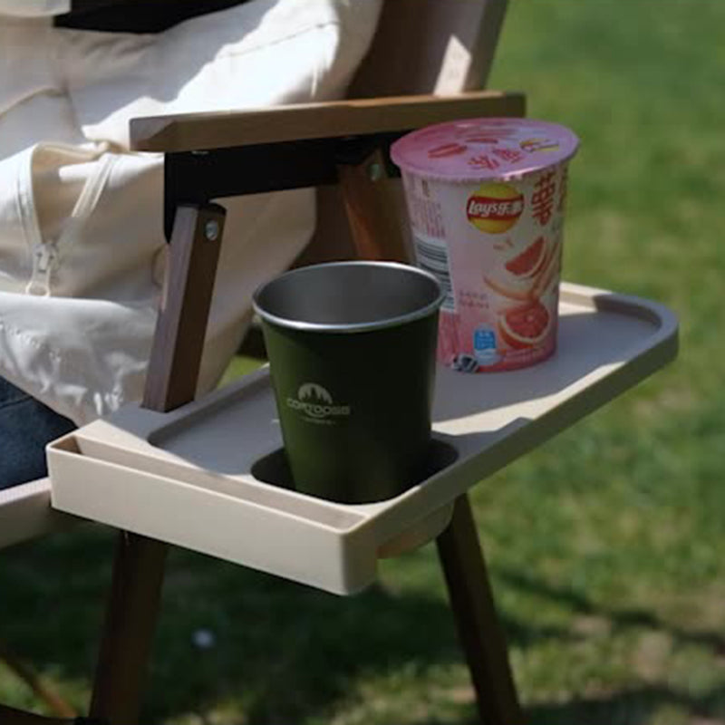 Rektangulær, sammenleggbar og bærbar campingstol laget av karbonstål, aluminiumslegering, bøketre, Oxford-stoff og PET med avtakbar rygg og armlener for hagen