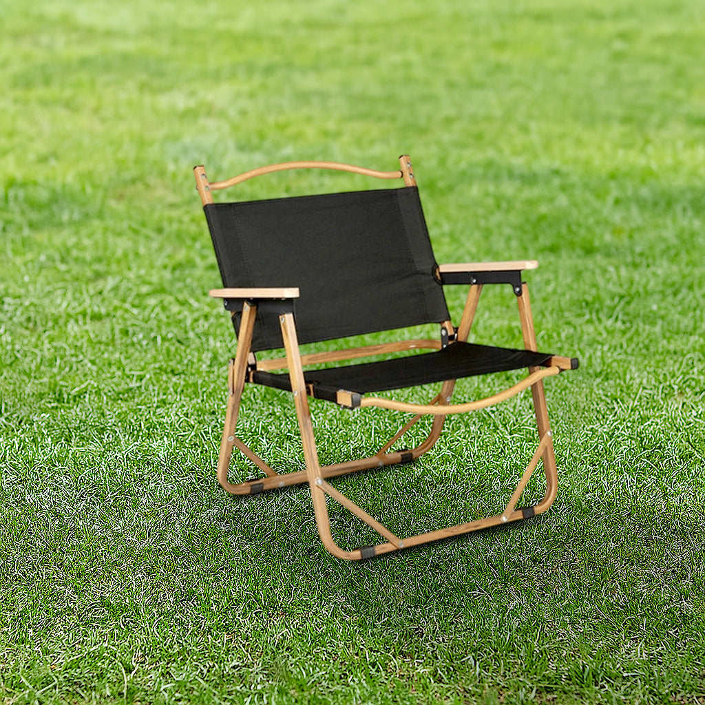 Moderne Minimalistisk Rektangulær Utendørs Karbonstål Aluminium Legert Bøk Tre Oxford Stoff PET Sammenleggbar Bærbar Avtakbar Camping Stol Ryggstøtte Armlene For Hage | Skanto