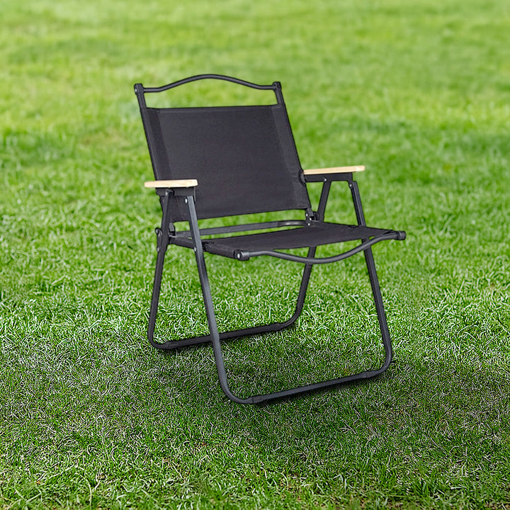 Moderne Minimalistisk Rektangulær Utendørs Karbonstål Aluminium Legert Bøk Tre Oxford Stoff PET Sammenleggbar Bærbar Avtakbar Camping Stol Ryggstøtte Armlene For Hage | Skanto
