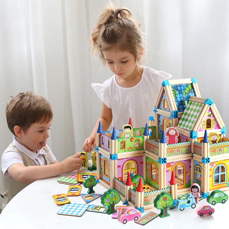 Norvo | EcoToys Kreative Slott Blokker | Bygg Fantasifulle Slott - Montessori Leker