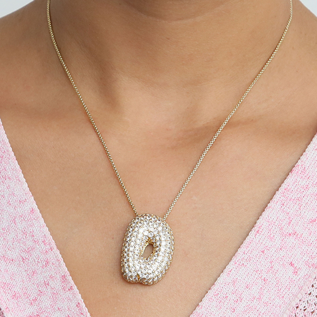 Skanto | Chunky Bubble Diamond Dazzle Initial Halskjeder