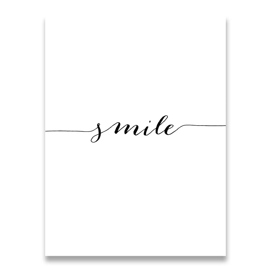 Daglige inspirerende ord veggkunst Fin kunst lerrettrykk Kjaerlighet Smil Søte drømmer Sitater Plakater Svart Hvit Bilder For Stue Soverom Kunst Dekor | Skanto