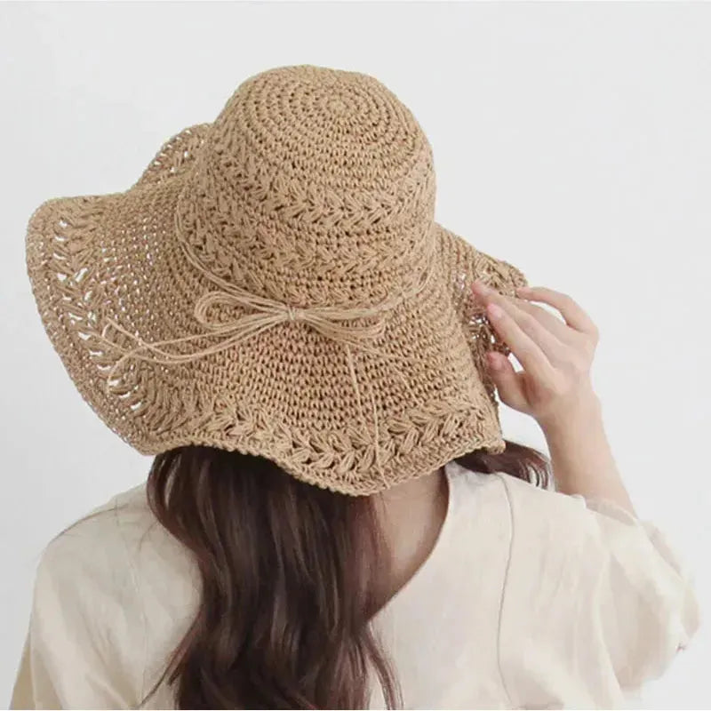 Solhatt for dame – Lett retro stråhatt til stranden | Ideell for sommer og høytider