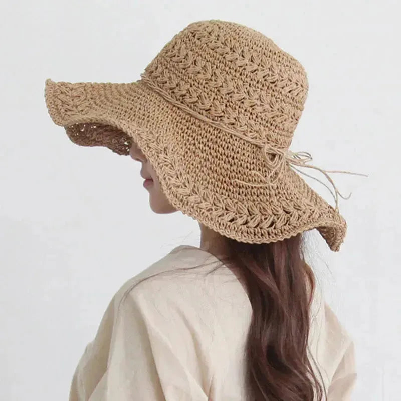 Kvinnenes Solhatt – Lettvekt Retro Stråstrandhatt | Ideell for Sommer og Ferie | Skanto