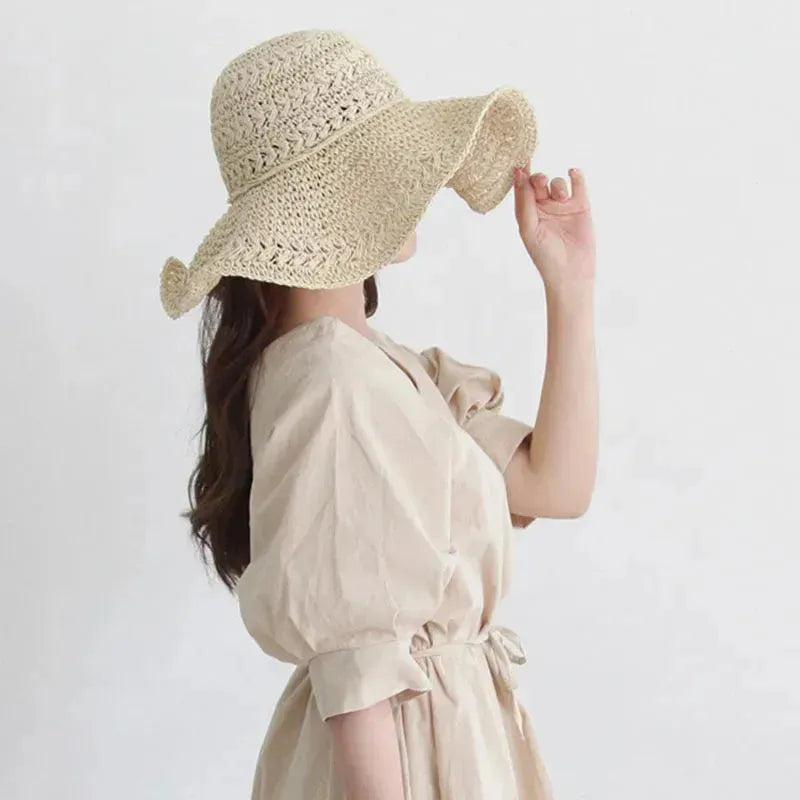 Solhatt for dame – Lett retro stråhatt til stranden | Ideell for sommer og høytider