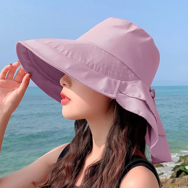 Skanto | SUNNY | Kvinners solhatt for solen | Bred brims UV nakkevern | Solstrandhatt kvinne