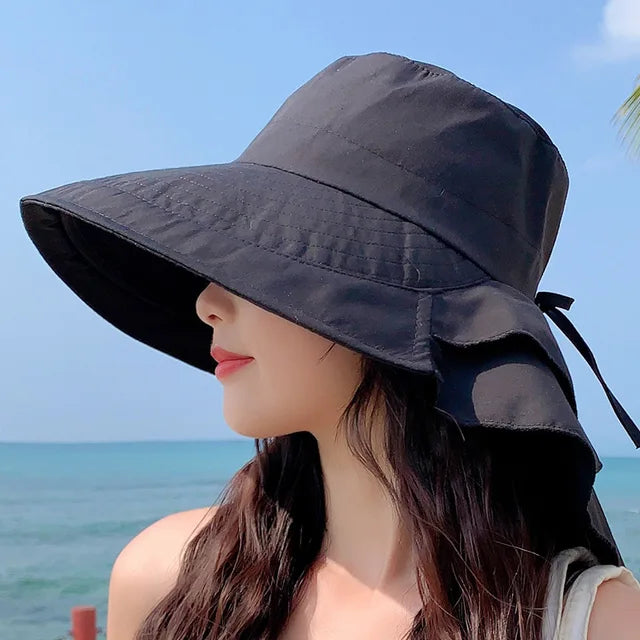 Skanto | SUNNY | Kvinners solhatt for solen | Bred brims UV nakkevern | Solstrandhatt kvinne