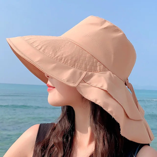 Skanto | SUNNY | Kvinners solhatt for solen | Bred brims UV nakkevern | Solstrandhatt kvinne