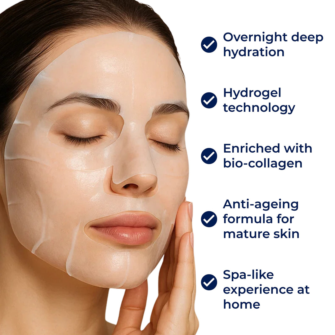 Dermaglow | Kollagen Arkmaske – Overnatt Hydrering – Hydrogel – Moden & Tørr Hud Skanto