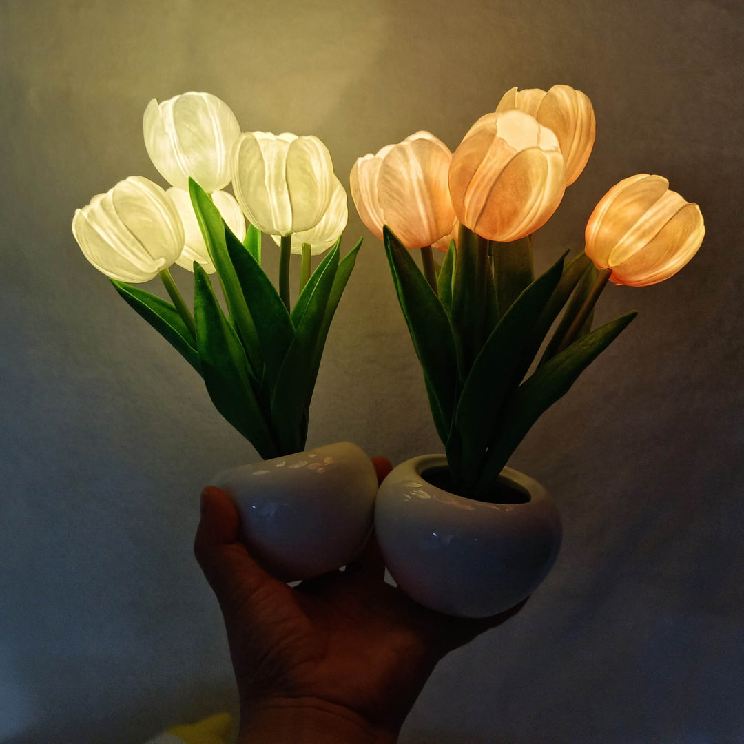 Skanto | Moderne Kreativ Simulering Tulipan Peony LED Nattlys Bordlampe