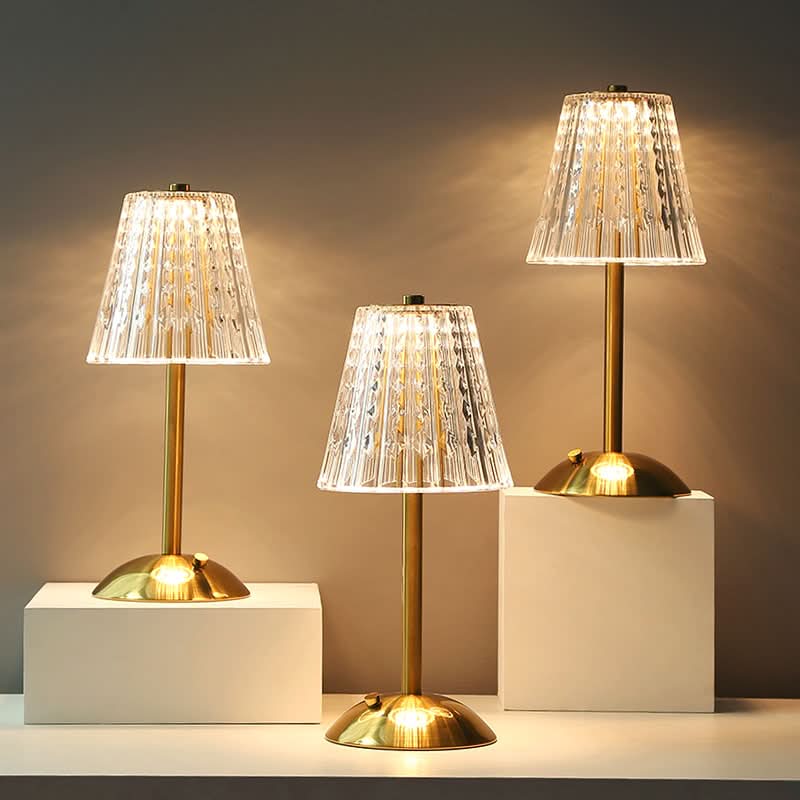 Skanto | Vintage Krystall LED Bordlampe med Justerbar Lysstyrke