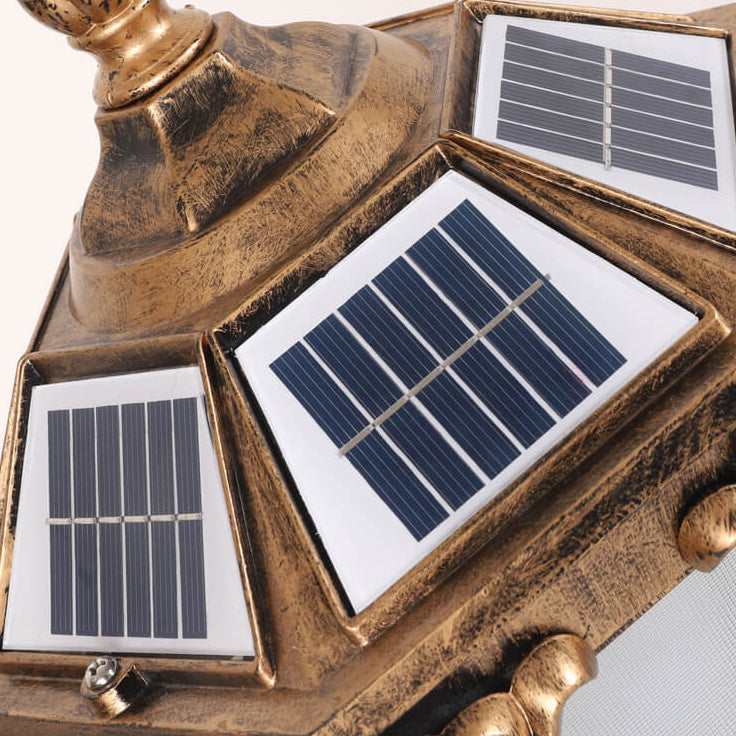 Europeisk Retro Die-Cast Aluminium Glass Solar Vanntett Utendørs Hage Landskap Søyle Lys | Skanto