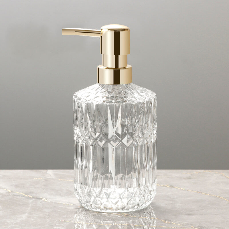 Skanto | CrystalFoam Glass Såpe dispenser | Diamantmønster Design | Elegant lagring for såpe | Moderne baddecor