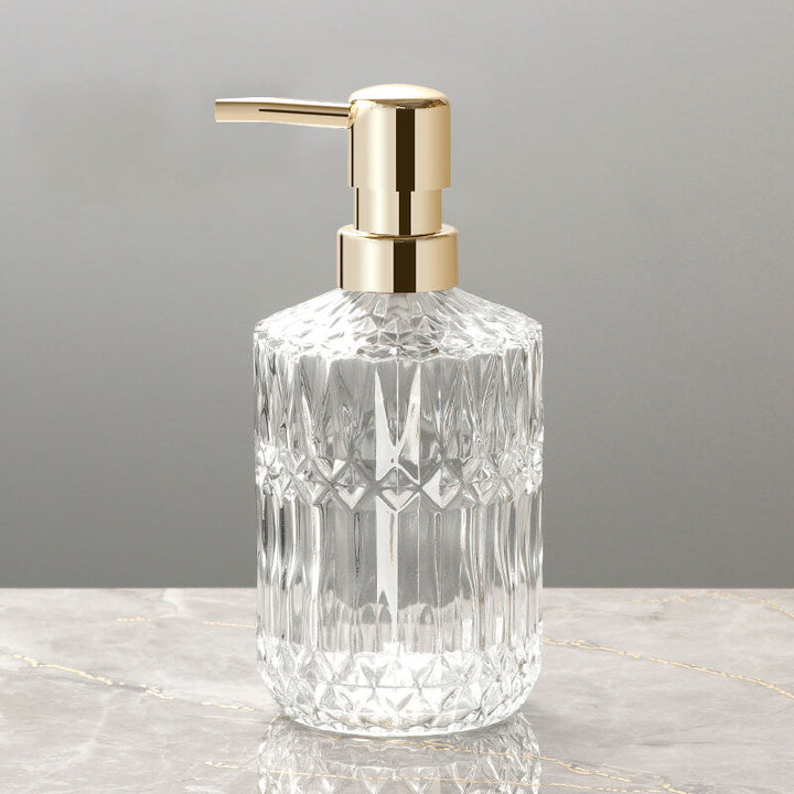 Skanto | CrystalFoam Glass Såpe dispenser | Diamantmønster Design | Elegant lagring for såpe | Moderne baddecor