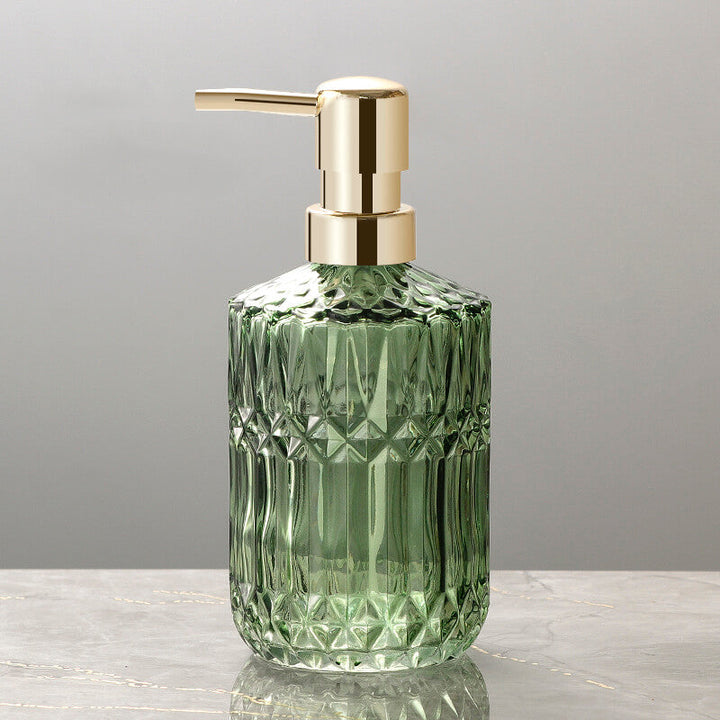 Skanto | CrystalFoam Glass Såpe dispenser | Diamantmønster Design | Elegant lagring for såpe | Moderne baddecor
