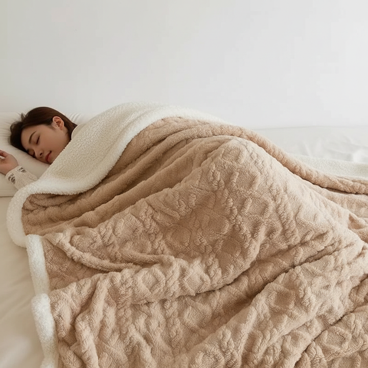 Skanto | WarmThuis Vinterteppe – Luksus Lamull Fleece Teppe med Dobbeltsidig Design