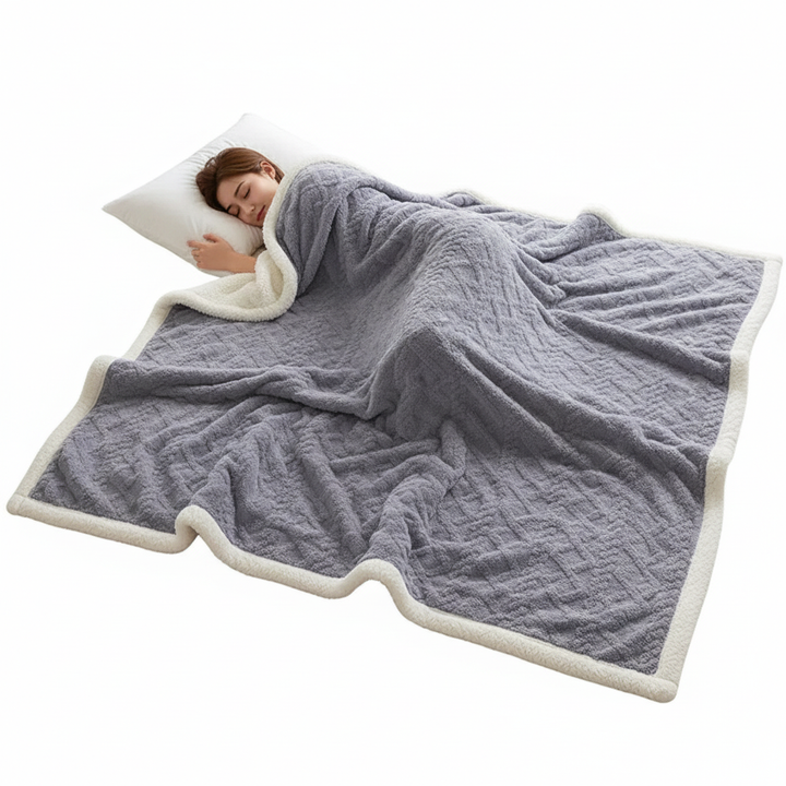 Skanto | WarmThuis Vinterteppe – Luksus Lamull Fleece Teppe med Dobbeltsidig Design