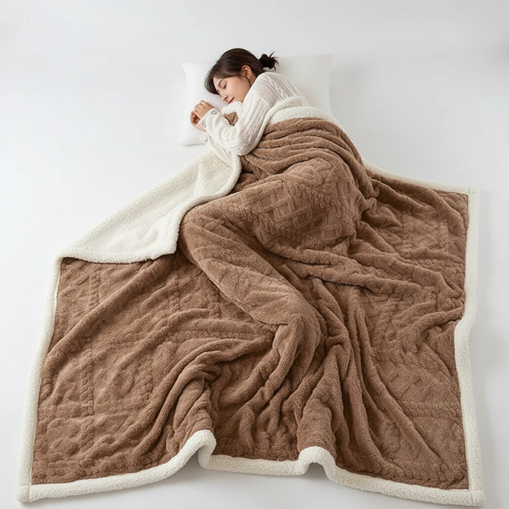 Skanto | WarmThuis Vinterteppe – Luksus Lamull Fleece Teppe med Dobbeltsidig Design