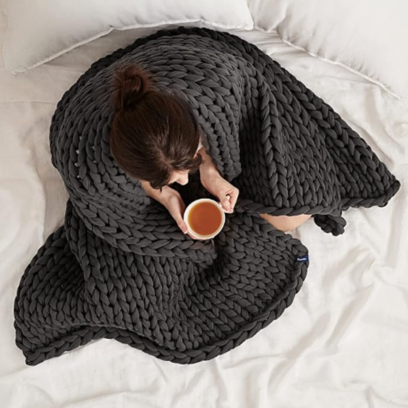 Skanto | Dreamblanket Søvnteppe – Vattert Økologisk K cotton teppe for Avslapning og Stressreduksjon