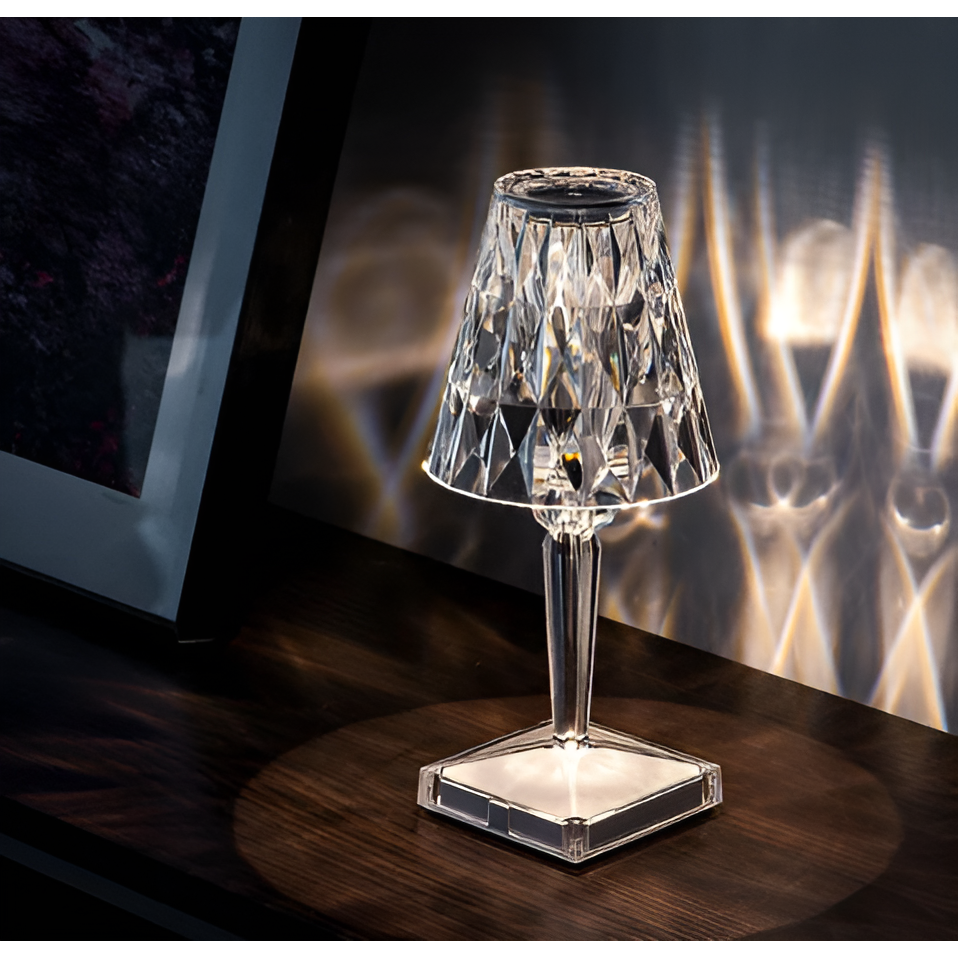 Diamond Glow – Trådløs USB-nattlampe med krystallglans