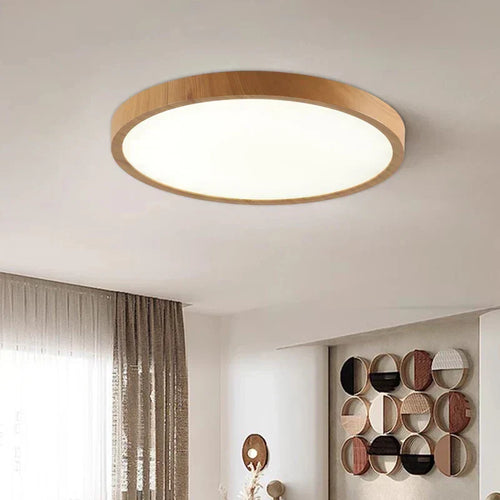 Skanto | Moderne Sirkulær Taklampe med Justerbart LED-belysning i Varm Valnøttfarge for Stue og Soverom