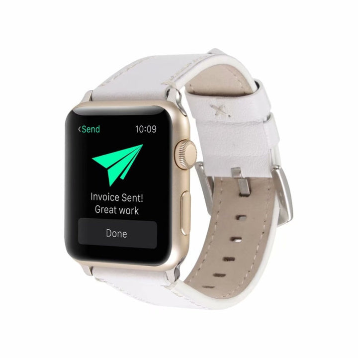 Skanto | Kalveskinn Ekte Skinn Klokkerem For Apple Watch Serie 7 45mm / 6 & SE & 5 & 4 44mm / 3 & 2 & 1 42mm (Hvit)