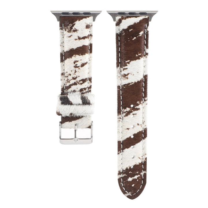 Skanto | Frerndorf | Hestehår Fluffy Leopardmønster Lærreim for Apple Watch Series 9&8&7 41mm / SE 3&SE 2&6&SE&5&4 40mm / 3&2&1 38mm(1)