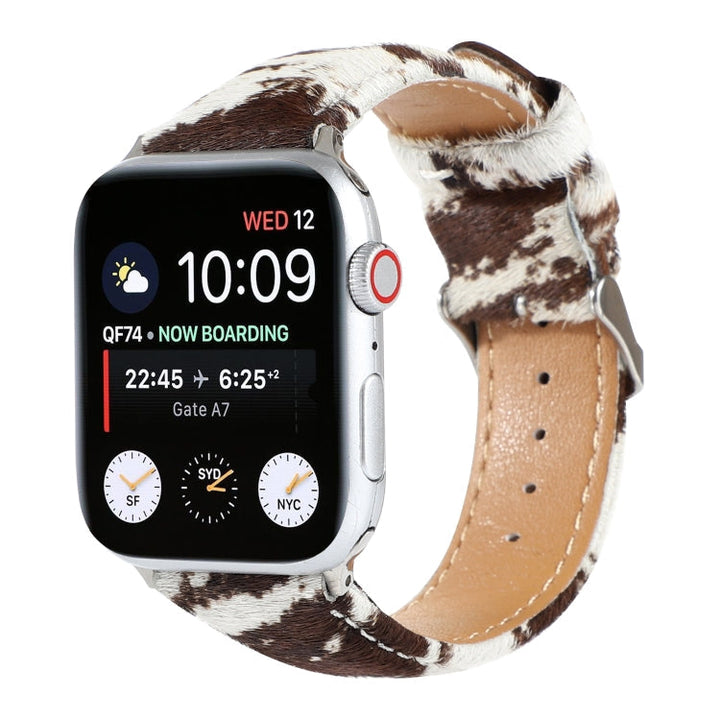 Skanto | Frerndorf | Hestehår Fluffy Leopardmønster Lærreim for Apple Watch Series 9&8&7 41mm / SE 3&SE 2&6&SE&5&4 40mm / 3&2&1 38mm(1)