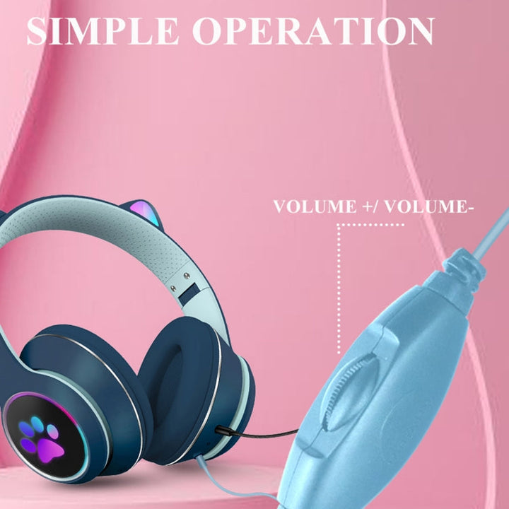 Gaming Headset Katt Øre LED Belysning USB 3.5mm | Skanto