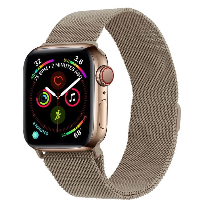 Skanto | Frerndorf | Milanese rustfritt stål klokkerem for Apple Watch Series 9&8&7 41 mm / SE 3&SE 2&6&SE&5&4 40 mm / 3&2&1 38 mm (Vintage Gold)