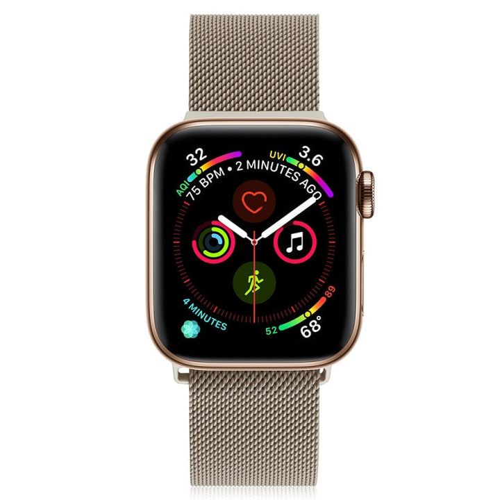 Skanto | Frerndorf | Milanese rustfritt stål klokkerem for Apple Watch Series 9&8&7 41 mm / SE 3&SE 2&6&SE&5&4 40 mm / 3&2&1 38 mm (Vintage Gold)