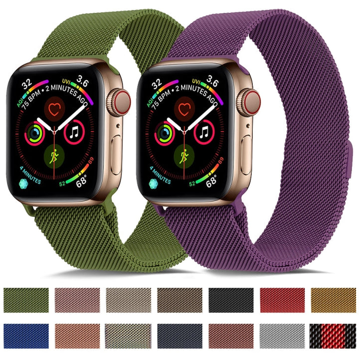 Skanto | Frerndorf | Milanese rustfritt stål klokkerem for Apple Watch Series 9&8&7 41 mm / SE 3&SE 2&6&SE&5&4 40 mm / 3&2&1 38 mm (Vintage Gold)