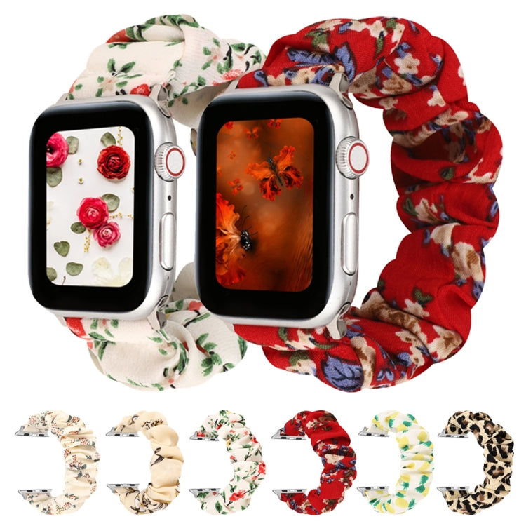 Norvo | For Apple Watch Series 9&8&7 41mm / SE 3&SE 2&6&SE&5&4 40mm / 3&2&1 38mm Stoff + Rustfritt Stål Hår Ring Klokke Band (Leopardmønster)