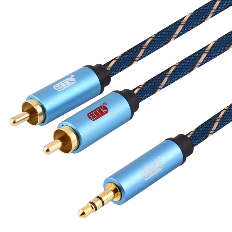 Skanto | EMK 3,5 mm hannplugg til 2 x RCA hann gullbelagt kontakter høyttaler audio kabel, kabel lengde: 5 m (Mørk Blå)
