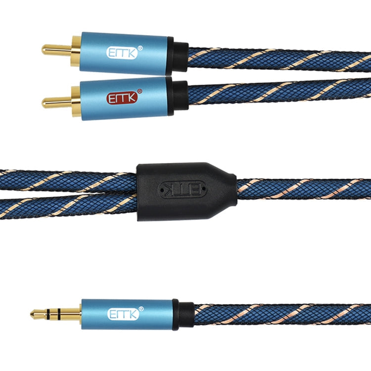 Skanto | EMK 3,5 mm hannplugg til 2 x RCA hann gullbelagt kontakter høyttaler audio kabel, kabel lengde: 5 m (Mørk Blå)