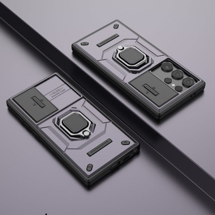 Skanto | For Samsung Galaxy S24 Ultra 5G Sliding Camshield TPU + PC Støtsikker Telefonveske med Stativ (Lilla)