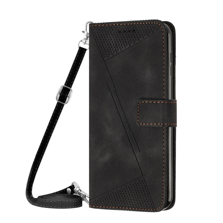 Skanto | For iPhone 13 Pro Max Dream Triangle Lær Telefonveske med Skulderreim (Svart)