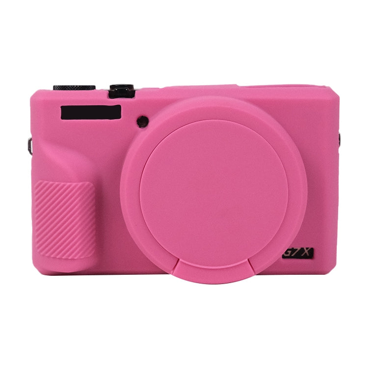 Skanto | For Canon PowerShot G7 X Mark III / G7X3 Myk silikonbeskyttelsessak med linsehette (Rosa rød)