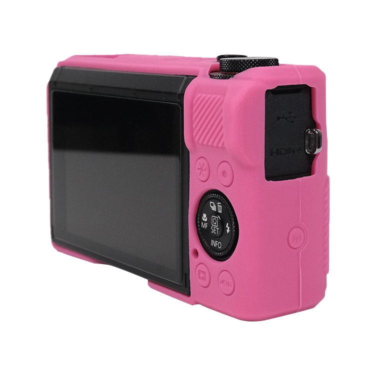Skanto | For Canon PowerShot G7 X Mark III / G7X3 Myk silikonbeskyttelsessak med linsehette (Rosa rød)