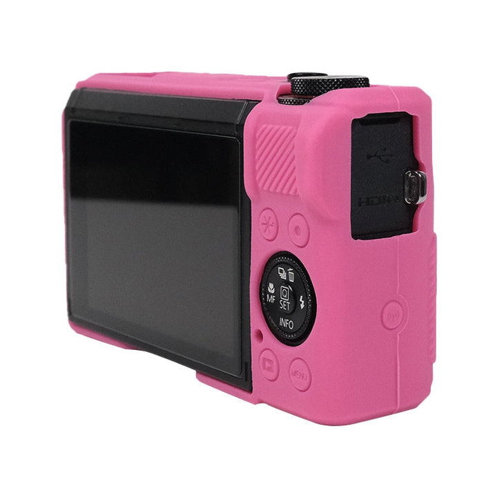 Skanto | For Canon PowerShot G7 X Mark III / G7X3 Myk silikonbeskyttelsessak med linsehette (Rosa rød)