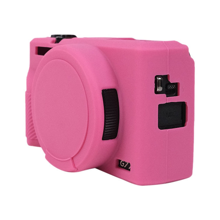 Skanto | For Canon PowerShot G7 X Mark III / G7X3 Myk silikonbeskyttelsessak med linsehette (Rosa rød)