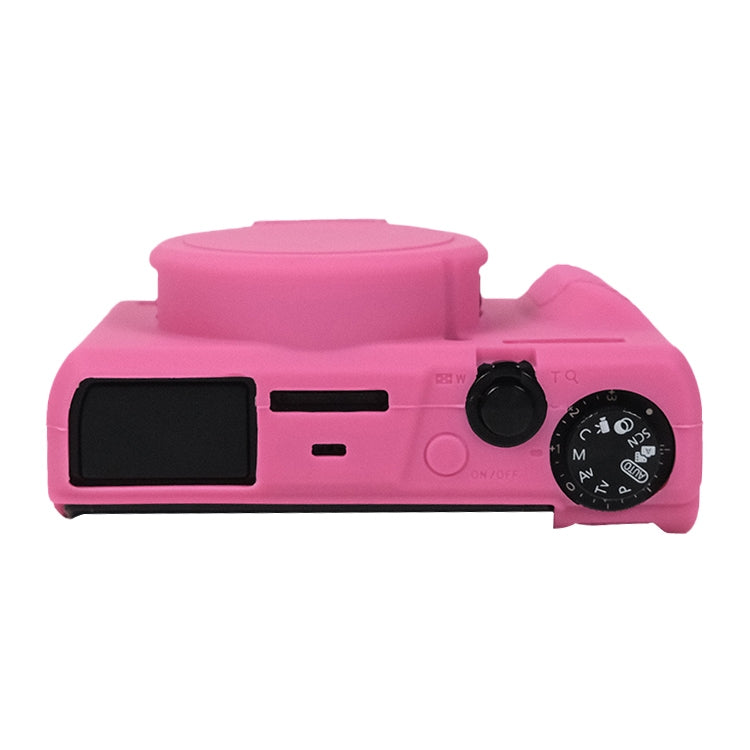 Skanto | For Canon PowerShot G7 X Mark III / G7X3 Myk silikonbeskyttelsessak med linsehette (Rosa rød)