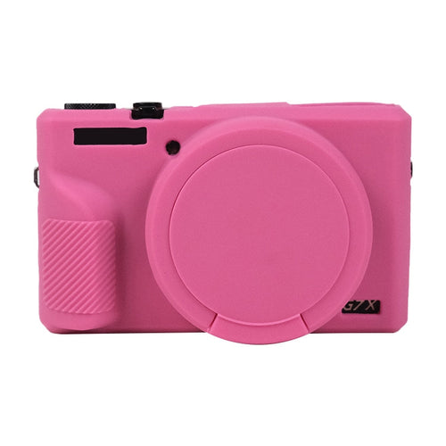 Skanto | For Canon PowerShot G7 X Mark III / G7X3 Myk silikonbeskyttelsessak med linsehette (Rosa rød)
