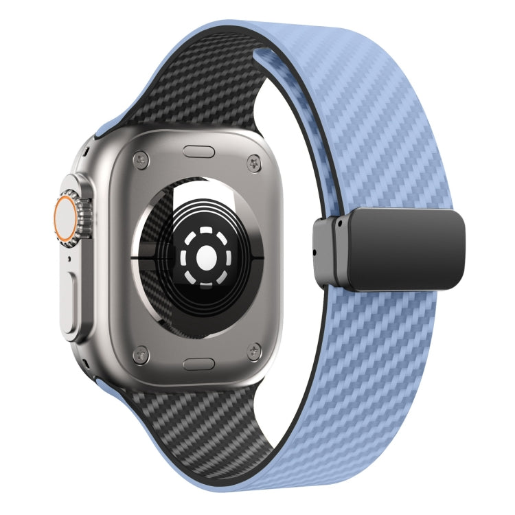 Norvo | For Apple Watch Ultra 2 49mm Karbonfiber Magnetisk Svart Spenne Armbånd (Lys Blå Svart)