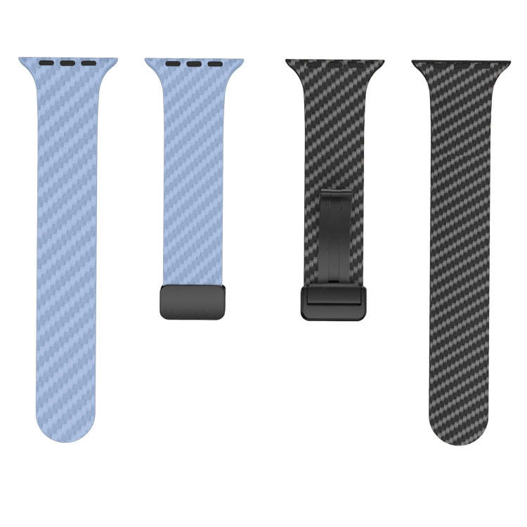 Norvo | For Apple Watch Ultra 2 49mm Karbonfiber Magnetisk Svart Spenne Armbånd (Lys Blå Svart)