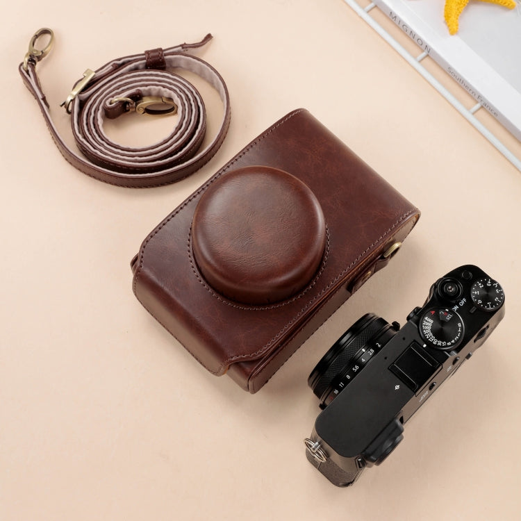 Skanto | For FUJIFILM X100VI Heldekkende Lær Kamera Veske med Rem (Kaffe)