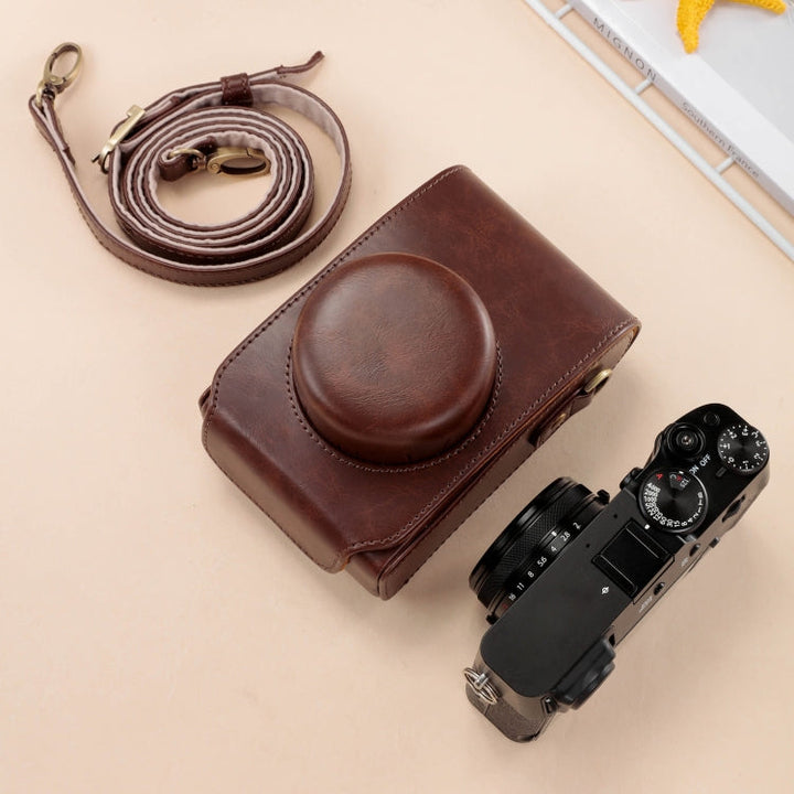Skanto | For FUJIFILM X100VI Heldekkende Lær Kamera Veske med Rem (Kaffe)
