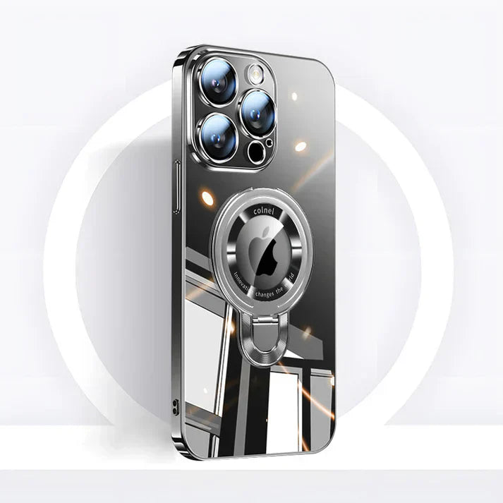 Skanto | iPhone MagSafe-serien | Transparent elektroplaterte roterende stasjonær telefonveske