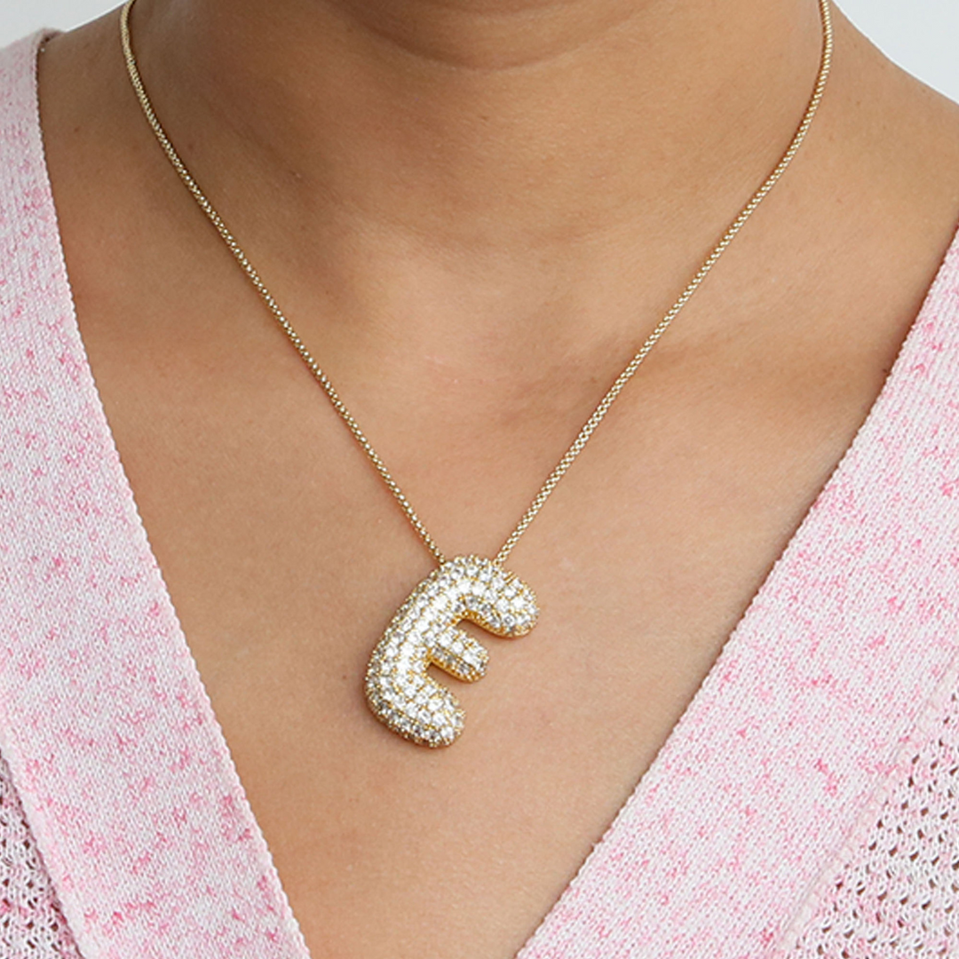 Skanto | Chunky Bubble Diamond Dazzle Initial Halskjeder