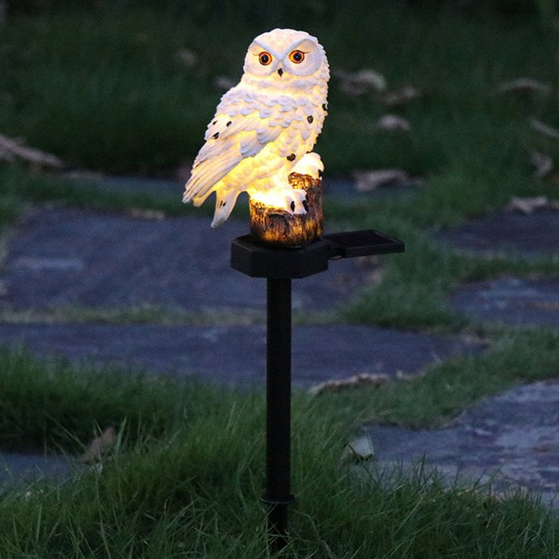 Utendørs Ørnugle Statue LED Solhage Lys Vanntett Plenlampe | Skanto